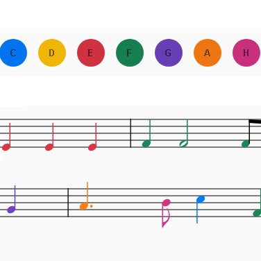 Musiknoten nach persönlichen Vorlieben einfärben